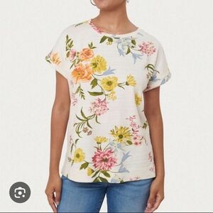 LOFT Multicolor Floral Short Sleeve Top